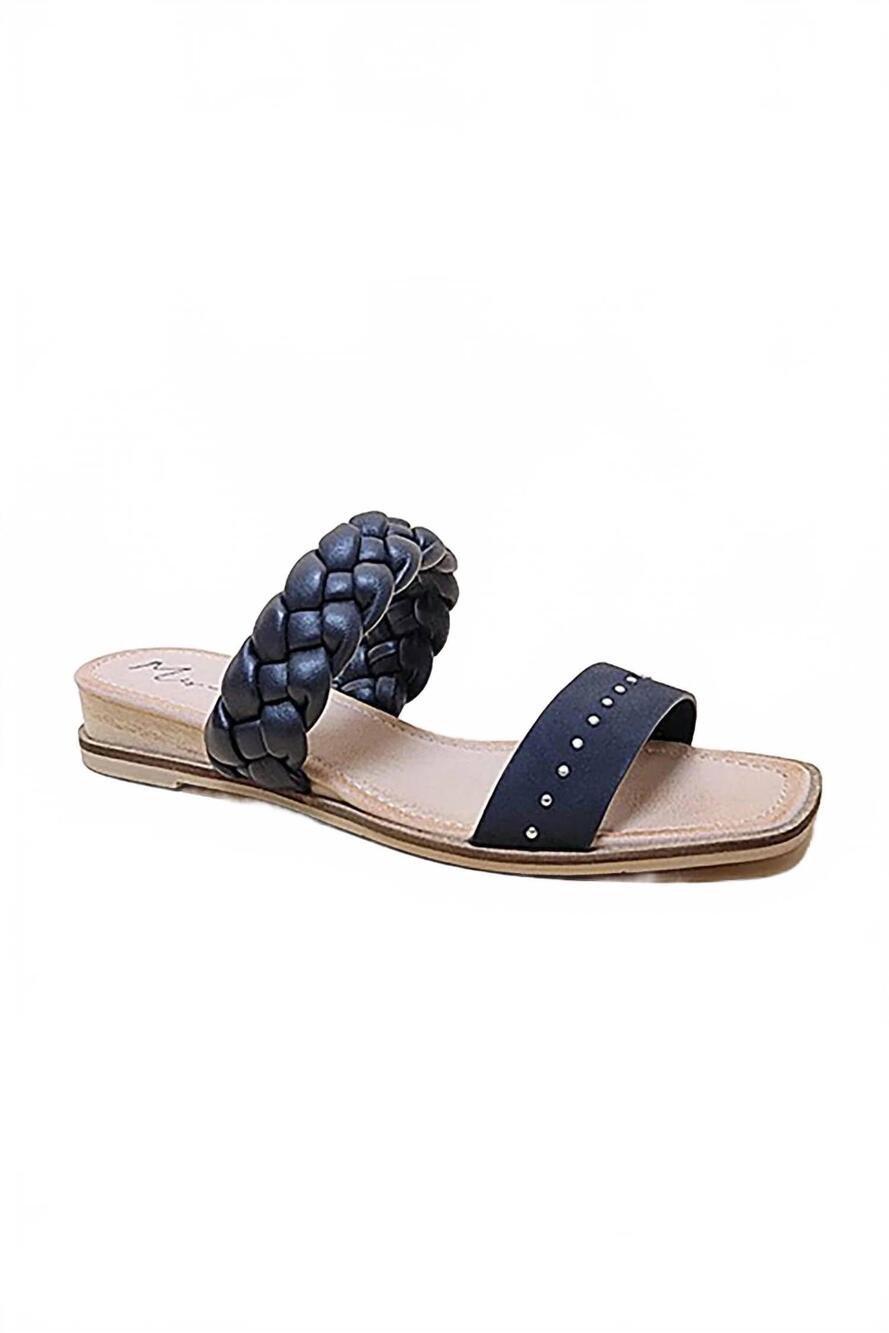 NEW LET'S SEE STYLE women's silas braided slide sandal in black